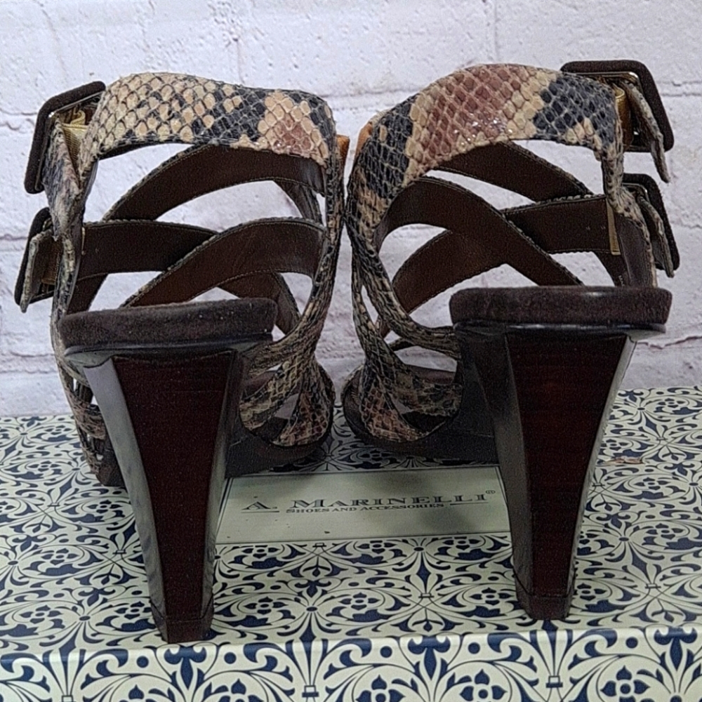 A. Marinelli Natural Roll Snakeskin Sandals - Picture 2 of 10